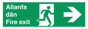 SB1012: Welsh English Bilingual Allanfa dân / Fire exit Right Arrow Sign