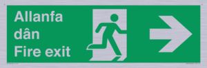 SB1012: Welsh English Bilingual Allanfa dân / Fire exit Right Arrow Sign