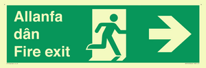 SB1012: Welsh English Bilingual Allanfa dân / Fire exit Right Arrow Sign