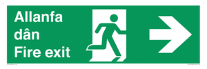 SB1012: Welsh English Bilingual Allanfa dân / Fire exit Right Arrow Sign