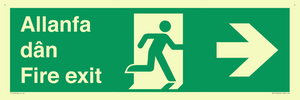 SB1012: Welsh English Bilingual Allanfa dân / Fire exit Right Arrow Sign