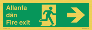 SB1012: Welsh English Bilingual Allanfa dân / Fire exit Right Arrow Sign