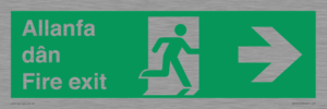 SB1012: Welsh English Bilingual Allanfa dân / Fire exit Right Arrow Sign