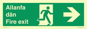 SB1012: Welsh English Bilingual Allanfa dân / Fire exit Right Arrow Sign