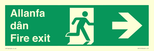 SB1012: Welsh English Bilingual Allanfa dân / Fire exit Right Arrow Sign