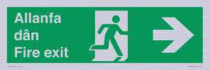 SB1012: Welsh English Bilingual Allanfa dân / Fire exit Right Arrow Sign
