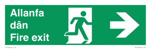 SB1012: Welsh English Bilingual Allanfa dân / Fire exit Right Arrow Sign
