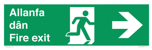 SB1012: Welsh English Bilingual Allanfa dân / Fire exit Right Arrow Sign