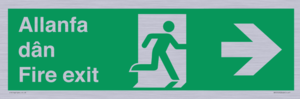 SB1012: Welsh English Bilingual Allanfa dân / Fire exit Right Arrow Sign