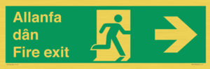 SB1012: Welsh English Bilingual Allanfa dân / Fire exit Right Arrow Sign