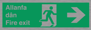 SB1012: Welsh English Bilingual Allanfa dân / Fire exit Right Arrow Sign