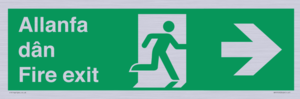 SB1012: Welsh English Bilingual Allanfa dân / Fire exit Right Arrow Sign
