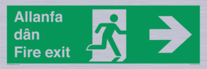SB1012: Welsh English Bilingual Allanfa dân / Fire exit Right Arrow Sign