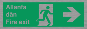 SB1012: Welsh English Bilingual Allanfa dân / Fire exit Right Arrow Sign