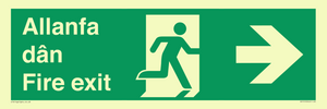 SB1012: Welsh English Bilingual Allanfa dân / Fire exit Right Arrow Sign