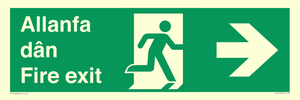SB1012: Welsh English Bilingual Allanfa dân / Fire exit Right Arrow Sign