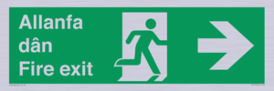 SB1012: Welsh English Bilingual Allanfa dân / Fire exit Right Arrow Sign
