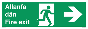 SB1012: Welsh English Bilingual Allanfa dân / Fire exit Right Arrow Sign