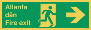 SB1012: Welsh English Bilingual Allanfa dân / Fire exit Right Arrow Sign