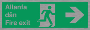 SB1012: Welsh English Bilingual Allanfa dân / Fire exit Right Arrow Sign