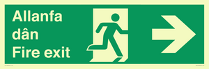 SB1012: Welsh English Bilingual Allanfa dân / Fire exit Right Arrow Sign