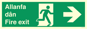 SB1012: Welsh English Bilingual Allanfa dân / Fire exit Right Arrow Sign