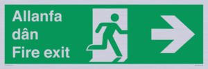 SB1012: Welsh English Bilingual Allanfa dân / Fire exit Right Arrow Sign