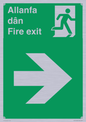 SB1012: Welsh English Bilingual Allanfa dân / Fire exit Right Arrow Sign