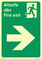 SB1012: Welsh English Bilingual Allanfa dân / Fire exit Right Arrow Sign