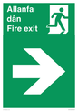 SB1012: Welsh English Bilingual Allanfa dân / Fire exit Right Arrow Sign