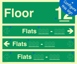 SB11827: Floor ID sign with THREE Flat Directional Section