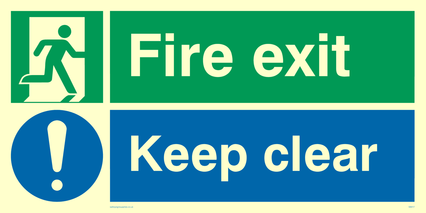 SB417: Fire exit Keep clear dual sign
