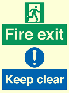 SB417: Fire exit Keep clear dual sign