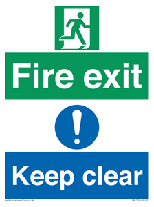 SB417: Fire exit Keep clear dual sign