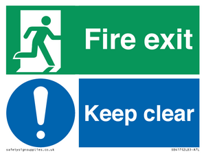 SB417: Fire exit Keep clear dual sign