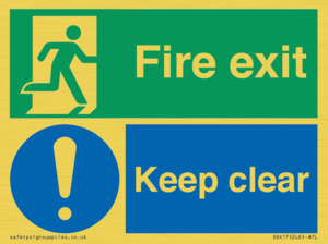SB417: Fire exit Keep clear dual sign