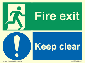 SB417: Fire exit Keep clear dual sign