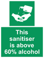 SH6244: This sanitiser is above 60% alcohol