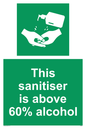 SH6244: This sanitiser is above 60% alcohol