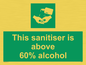 SH6244: This sanitiser is above 60% alcohol