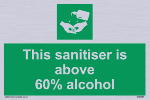 SH6244: This sanitiser is above 60% alcohol