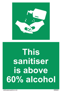 SH6244: This sanitiser is above 60% alcohol