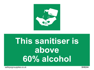 SH6244: This sanitiser is above 60% alcohol
