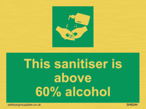 SH6244: This sanitiser is above 60% alcohol