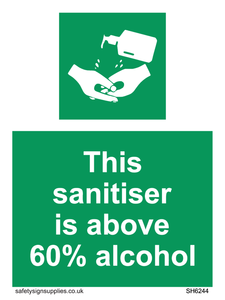 SH6244: This sanitiser is above 60% alcohol