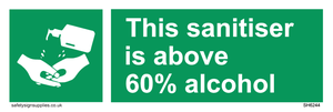 SH6244: This sanitiser is above 60% alcohol