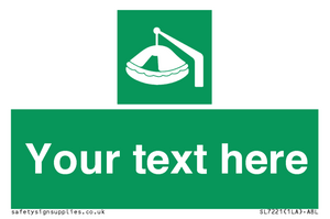 SL7221: Custom sign Safe condition Davit-launched liferaft