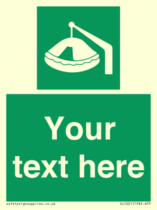 SL7221: Custom sign Safe condition Davit-launched liferaft