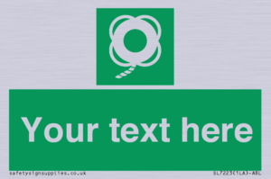 SL7223: Custom sign safe condition Lifebuoy with line