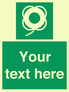 SL7223: Custom sign safe condition Lifebuoy with line